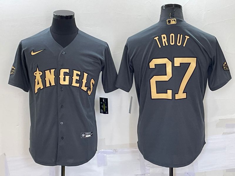 Men Los Angeles Angels #27 Trout Grey 2022 All Star Nike MLB Jersey